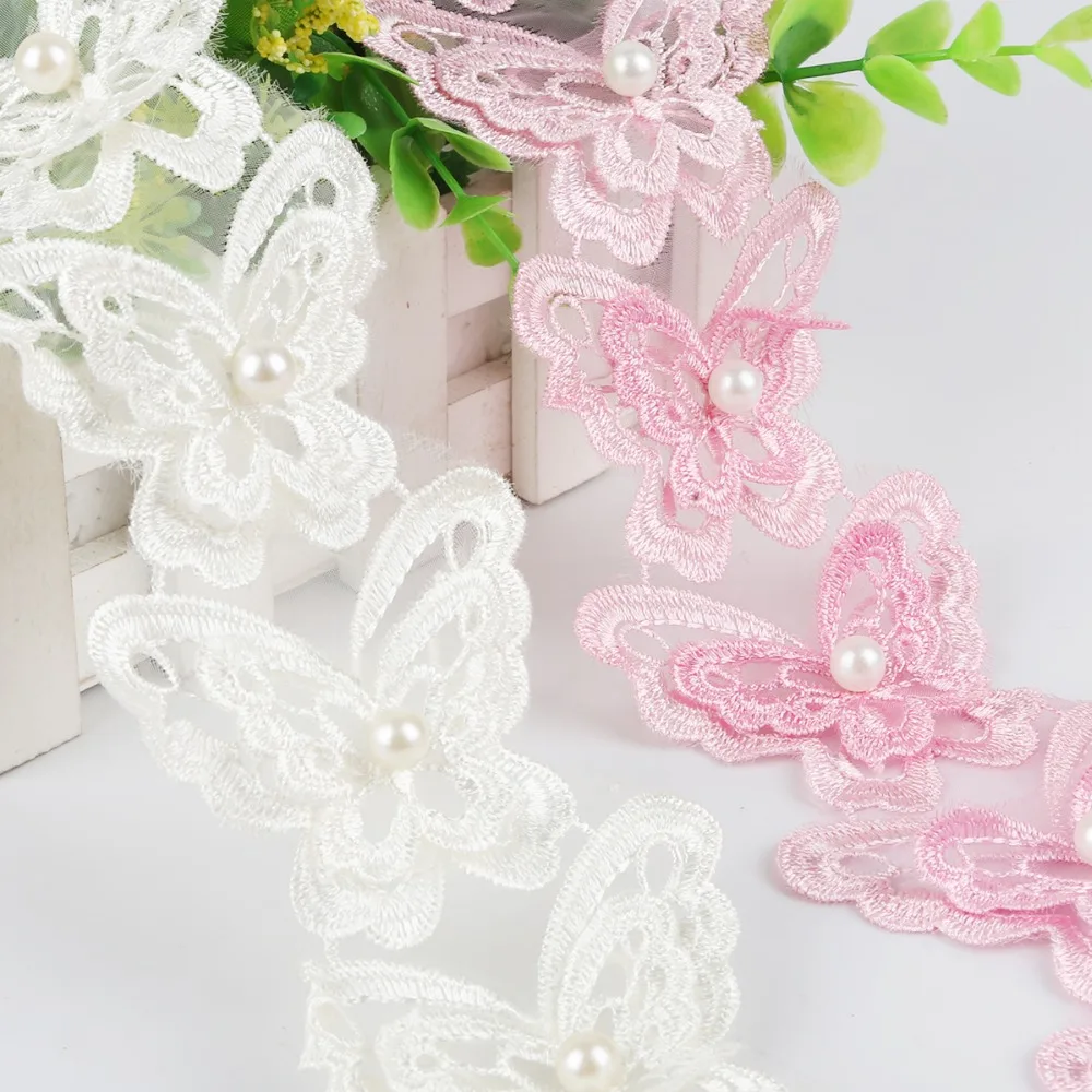 1 ярд растворимый цветок бабочка кружевная отделка из органзы вязание свадьба