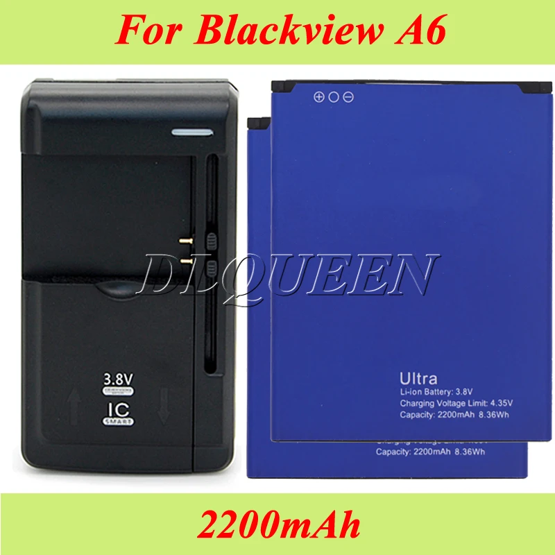 

1LOT=2PCS For Blackview Ultra A6 Battery 2200mAh Bateria Accumulator AKKU+1PC Universal Dock Charger