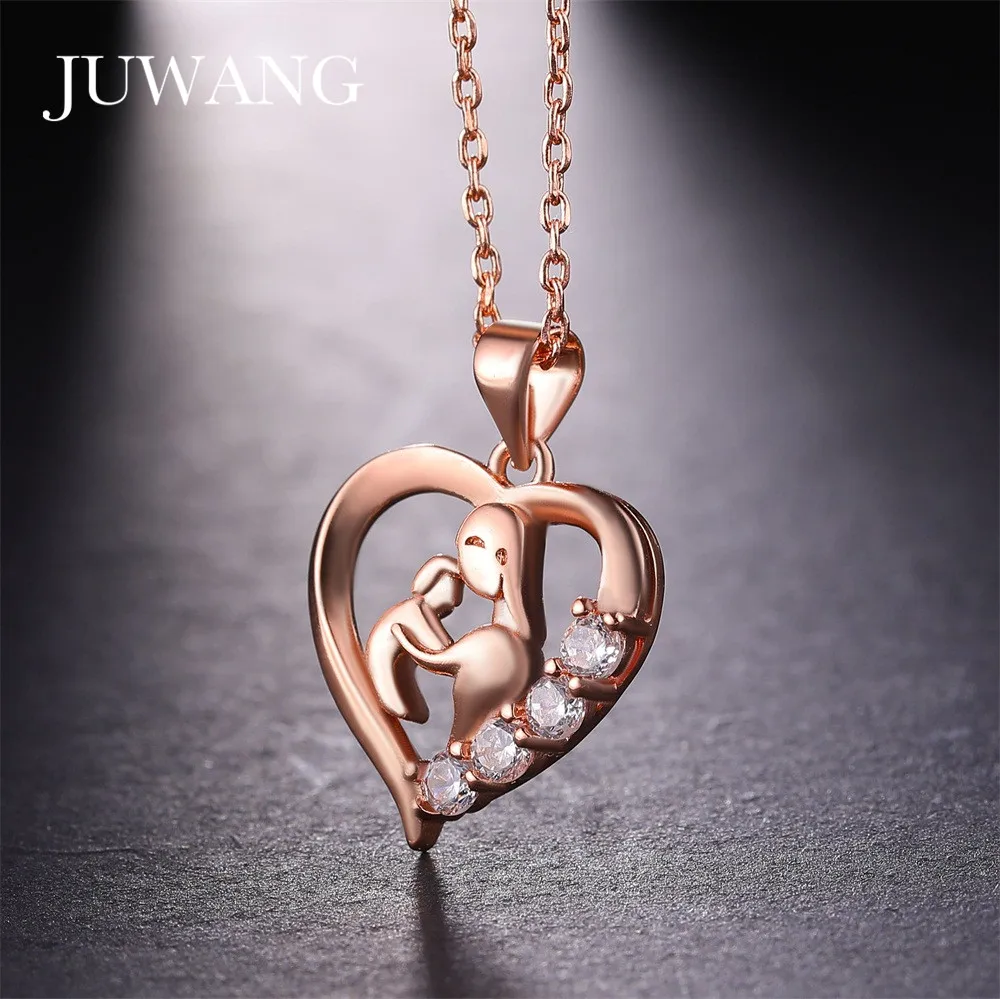 Mom and Baby Cubic Zirconia Copper Pendant Necklace chain Mother's Day Gift for women statement necklace Fashion party Jewelry |