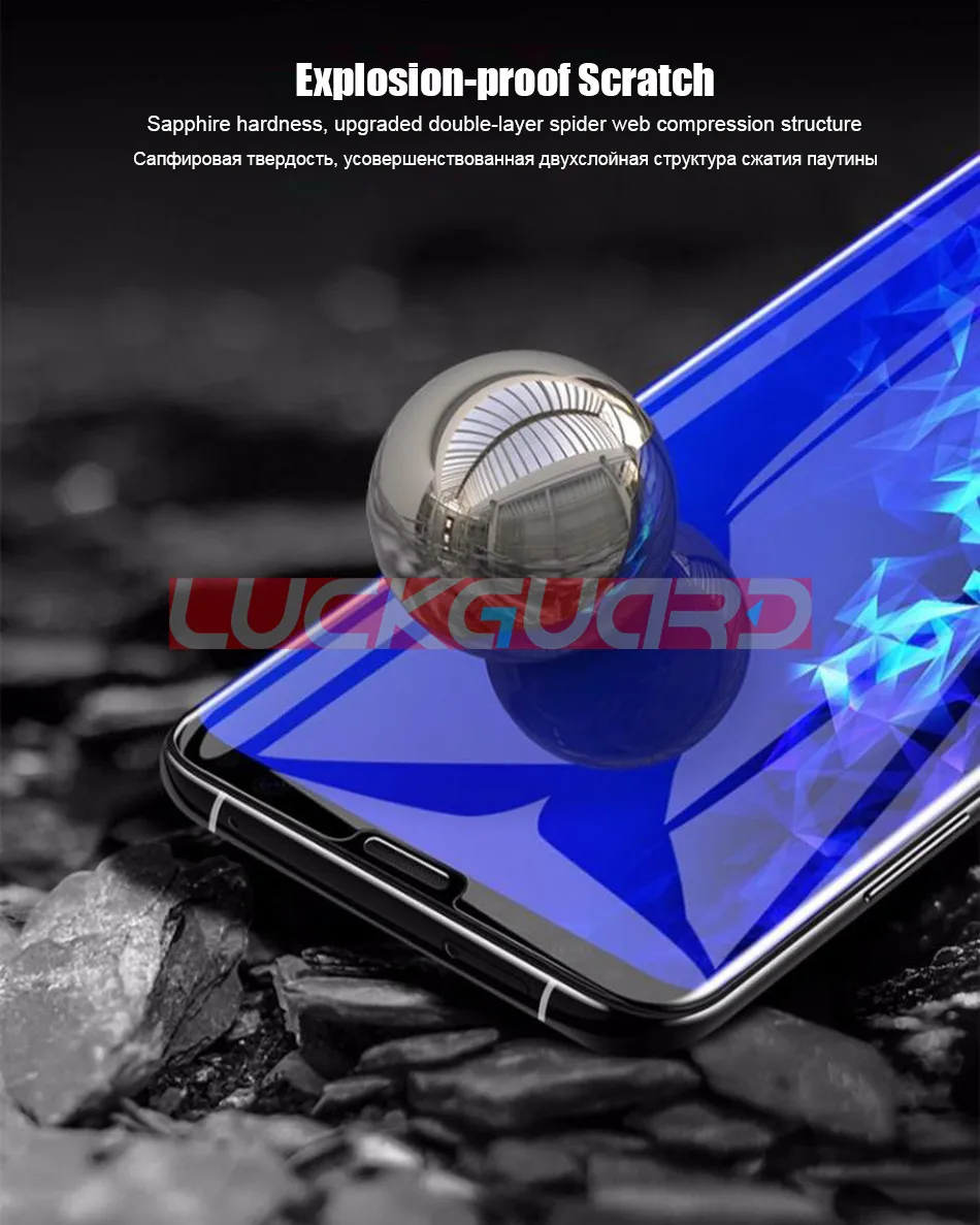 6D закаленное стекло полное покрытие клеем для samsung Galaxy S8 S9 Plus УФ жидкий протектор экрана для Galaxy Note 9 8 пленка УФ клей