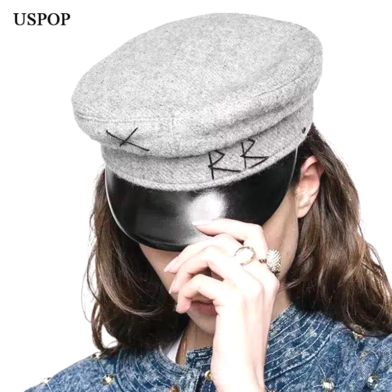 USPOP 2019 зимняя новая женская Шерстяная кепка женские Лоскутные кепки newsboy мужские