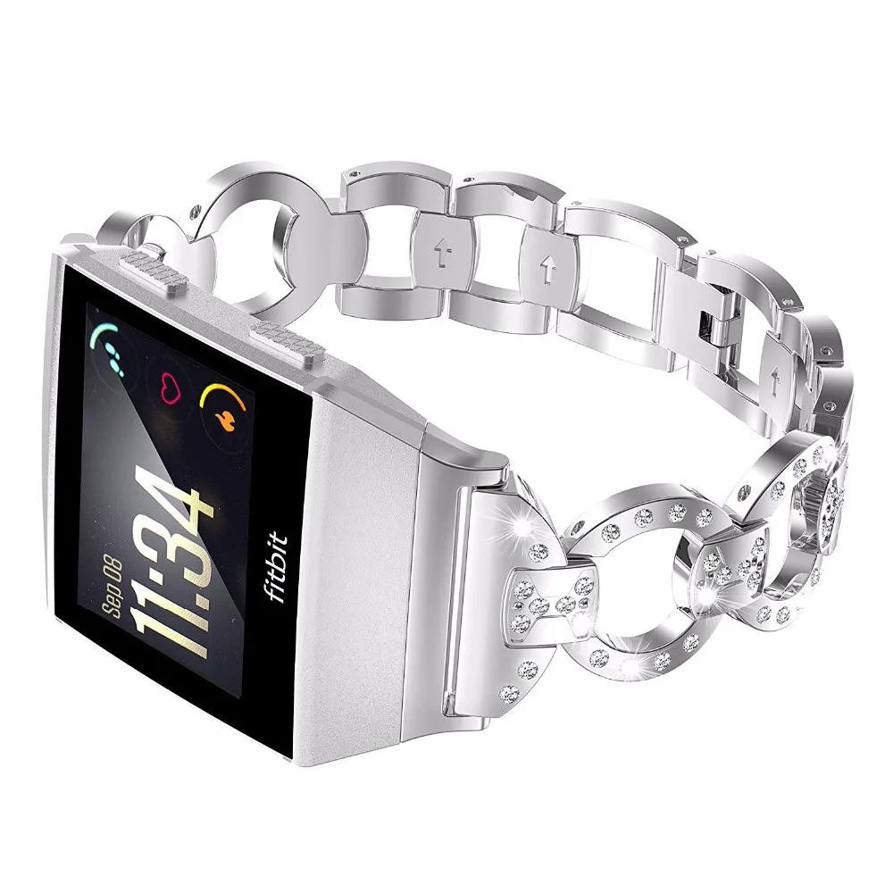 Новинка для Fitbit Ionic Смарт часы ремешок из нержавеющей стали металлический ремешок с бриллиантом замена Браслет роскошный браслет