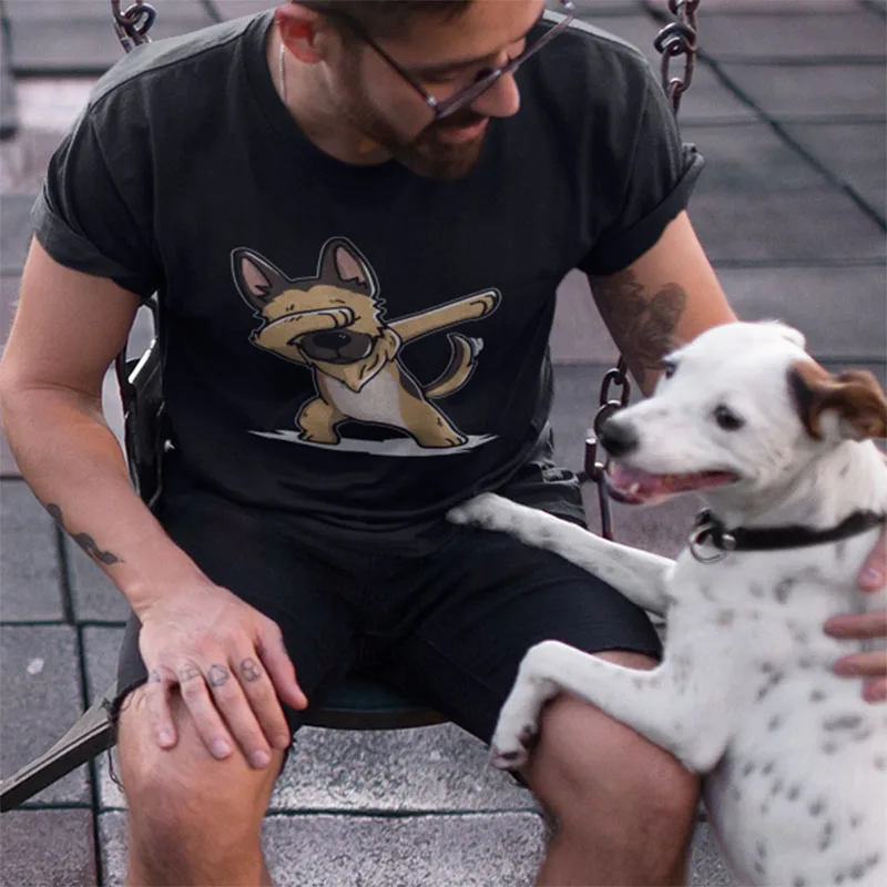 Футболка с немецкой овчаркой, Рождественский забавный мопс, Camiseta, унисекс, хлопок, дизайнерская Подарочная футболка, Homme, европейский размер