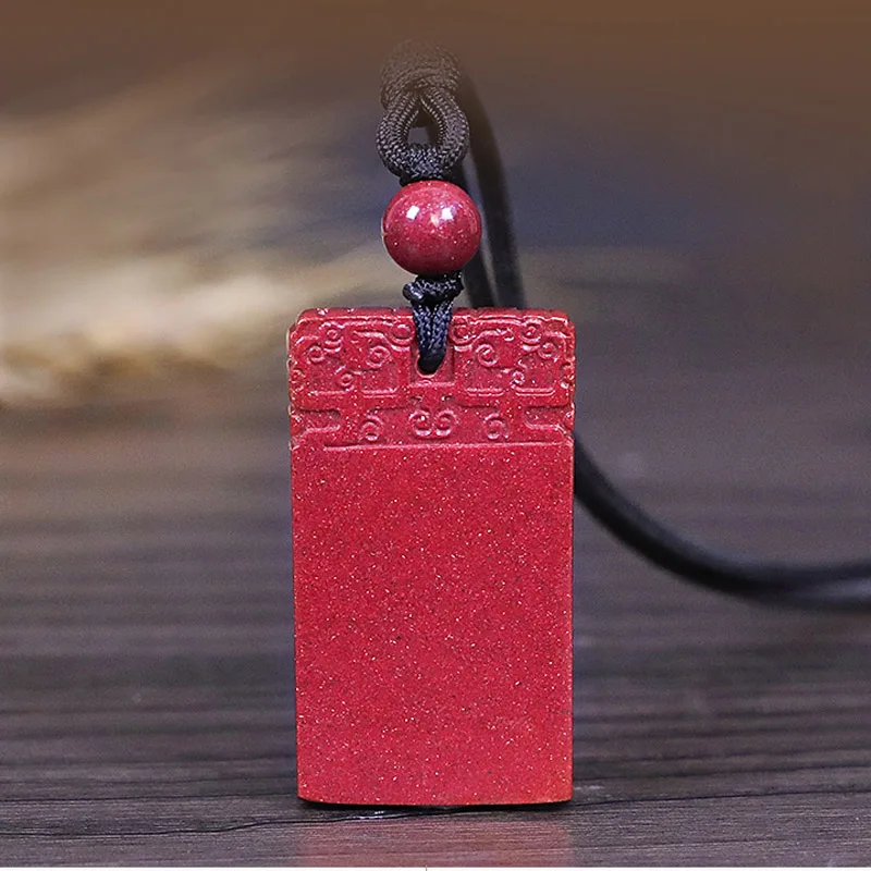 

Drop Shipping Natural Peace Safety Cinnabar Pendant Amulet Necklace For Woman Men