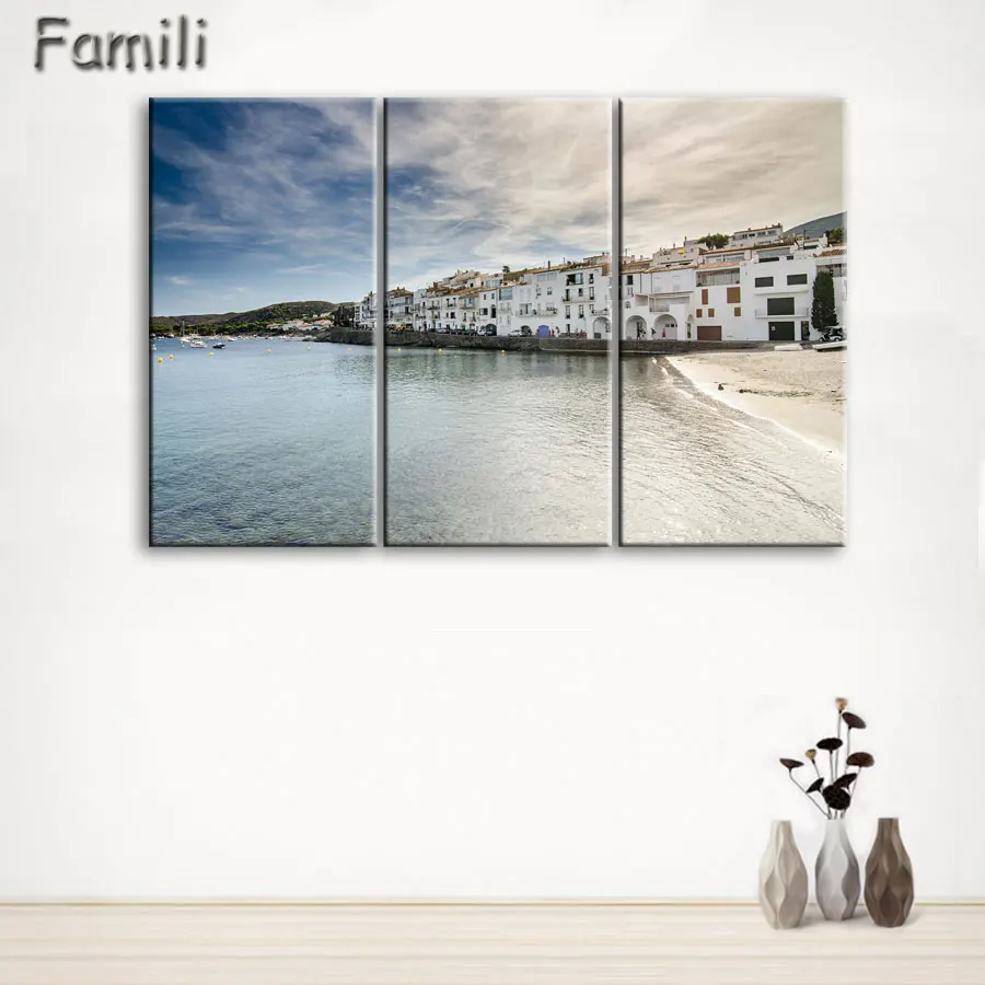 Пейзаж украшения красочные испанская архитектура Холст Картина Большой HD