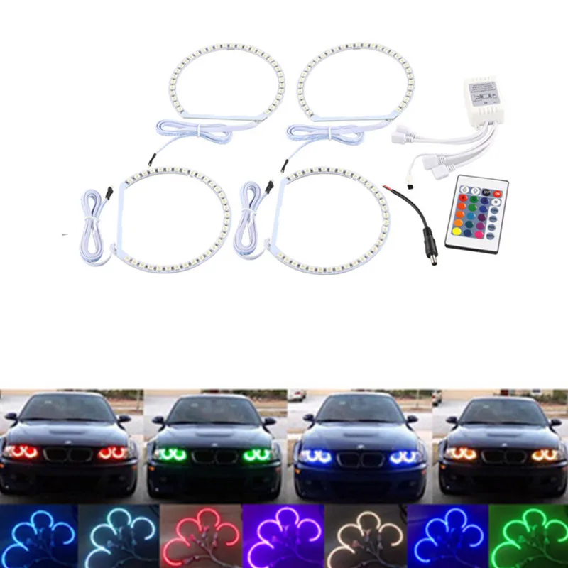 4X 131 мм 5050SMD разноцветный RGB светодиодный ангельские глазки для BMW E36 E46 E39 E38 3 5 7
