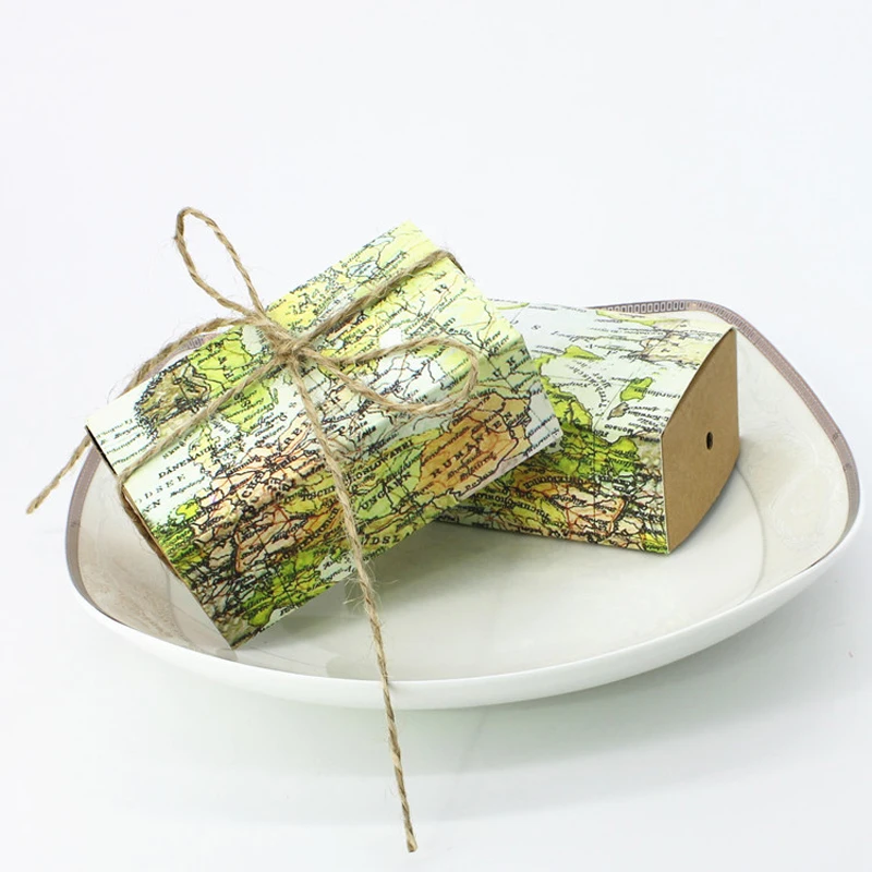 100 шт./лот Подарочная коробка для свадебной вечеринки карта мира DIY креативная