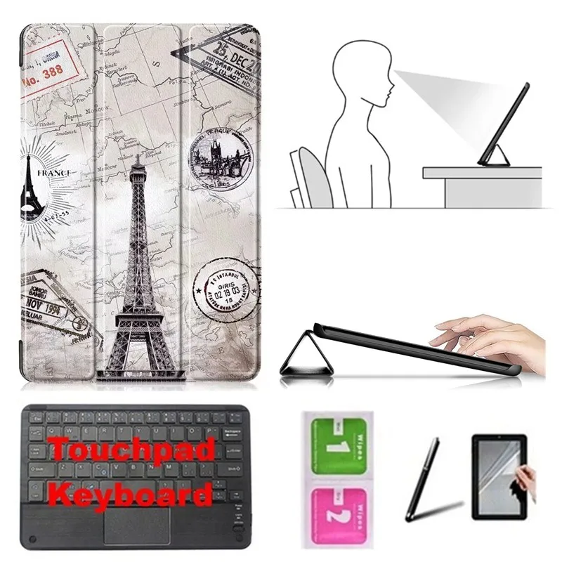 Набор аксессуаров для lenovo Tab 4 10 TB-X304L TB-X304F TB-X304N-Smart Cover чехол+ Bluetooth клавиатура+ Защитная пленка+ стилус - Цвет: CBK7-TT