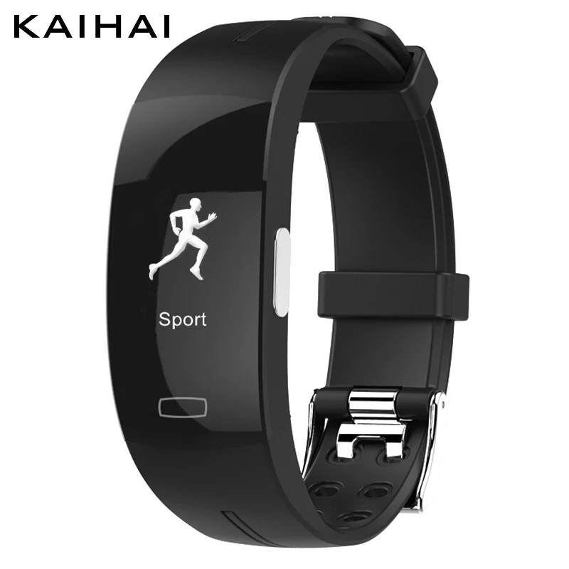 KAIHAI silica Браслет Фитнес пульсометр bluetooth smart Браслет Часы Шагомер для Android и iphone - Цвет: Black smartband