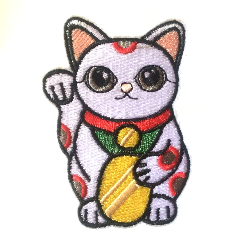 1 шт Япония Lucky Cat Вышитые нашивки швейная аппликация Одежда Обувь Сумки украшение