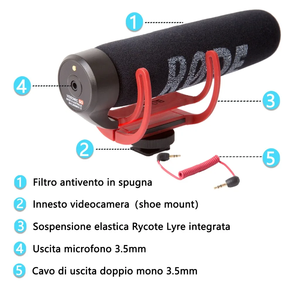 Orsda Ro de VideoMicro GO накамерный микрофон для Canon Nikon Lumix sony смартфонов муфта/адаптер