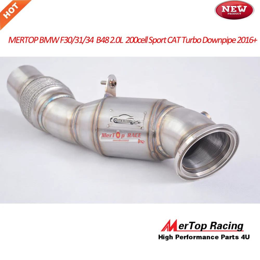 MERTOP Racing 3 5 ''F30/31/34 B48 230i 320i 330e 330i F32/F33/F36 430i 2.0L 200cell Sport CAT Turbo Downpipe 2016 + 25HP +|Выхлопной