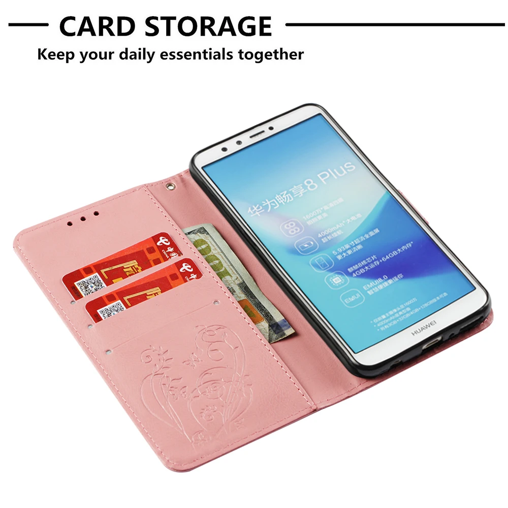 For Huawei Y9 2018 Enjoy 8 Plus Flip Leather Phone Case FLA-LX2 FLA-L22 FLA-L21 FLA-L02 Wallet Stand Cover FLA-LX1 FLA-LX3 Funda | Мобильные