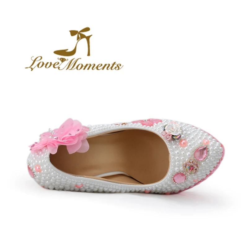 Обувь Love Moments женские розовые свадебные туфли на высоком каблуке украшенные