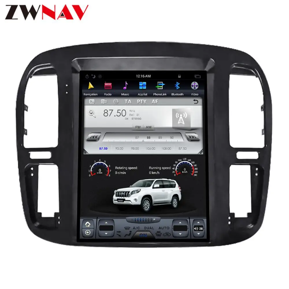 Автомобильный DVD плеер tesla style на Android 7 1 с большим экраном для Toyota Land Cruiser lc100 1998 2002