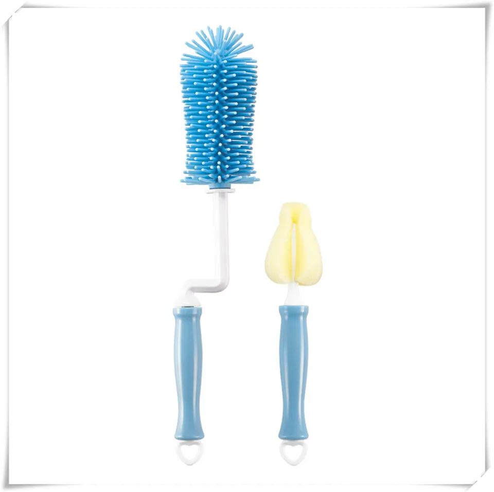 Bottle Brush Blue MSJO силиконовая Чистящая Щетка, губка для сосок, детская бутылочка, силиконовая щетка для кормления молока, мытья воды, стекло, набор для чистки детских бутылочек - Цвет: Bottle Brush Blue