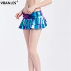 Женская плиссированная мини-юбка VIIANLES из искусственной кожи, с эластичной талией