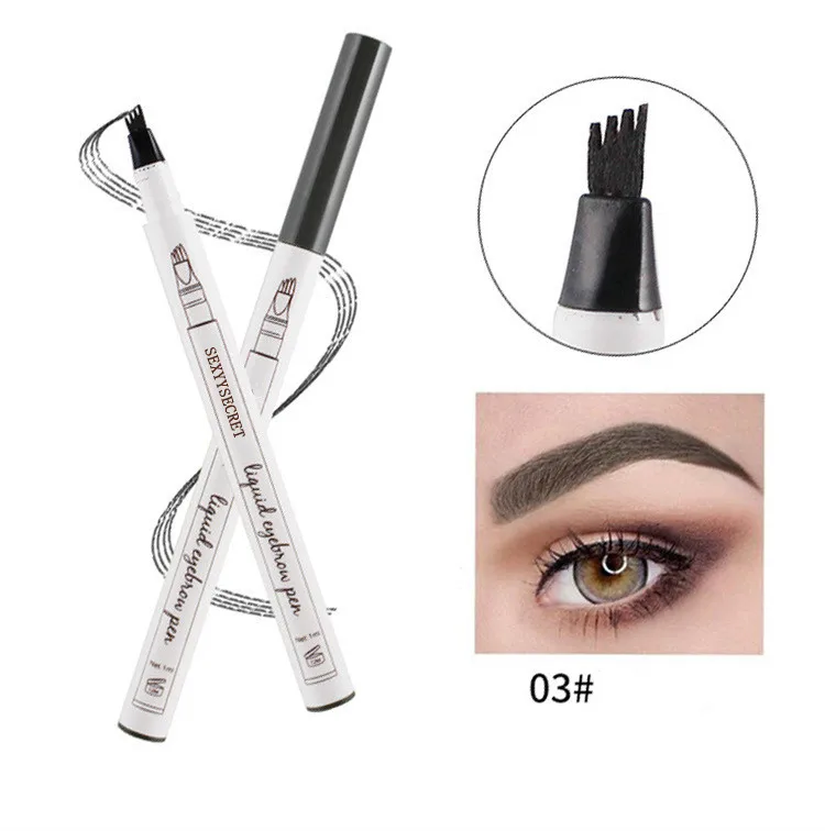 03 Dark gray 9 цветов, 4 головки, хна для бровей, маркер, карандаш, микроблейдинг, жидкая ручка для бровей, брови, тени для макияжа, Sourcil, брови, ТИНТ, Татто, карандаш для бровей, хна, инструменты для макияжа - Цвет: 03 Dark gray