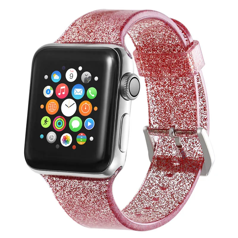 red Силиконовый ремешок для Apple Watch, ремешок correa Apple Watch 4, 5, ремешок 42 мм, 38 мм, 44 мм, 40 мм, браслет, ремешок для часов для серии 5, 4, 3, 2, 1 - Цвет ремешка: red