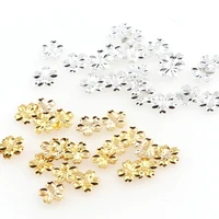 100pcs 5mm gold and silver color copper cherry flower frame uv resin charm filling bezel setting cabochon fillers