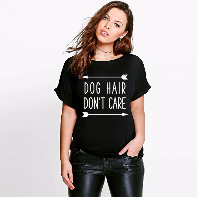 Женская футболка с принтом собака мама Собака волосы не заботятся летняя рубашка