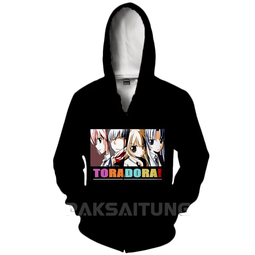 PAKSAITUNG аниме Toradora 3D принт футболка/толстовка/толстовки на молнии унисекс Harajuku