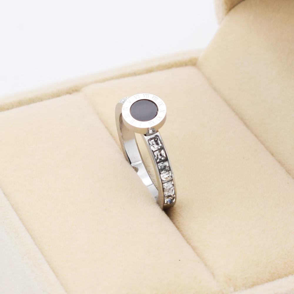 QLZBAO 3 Style Brand Zircon Jewelry Fashion Women Men Unisex Roman Numerals 8mm Wide Ring Wholesale Stainless Steel Wedding | Украшения и