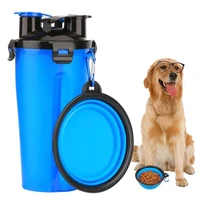 travel pet water bottle dog water dispenser without bowl 2 in 1 portable dog mug food container for 350ml12oz water 250g snack