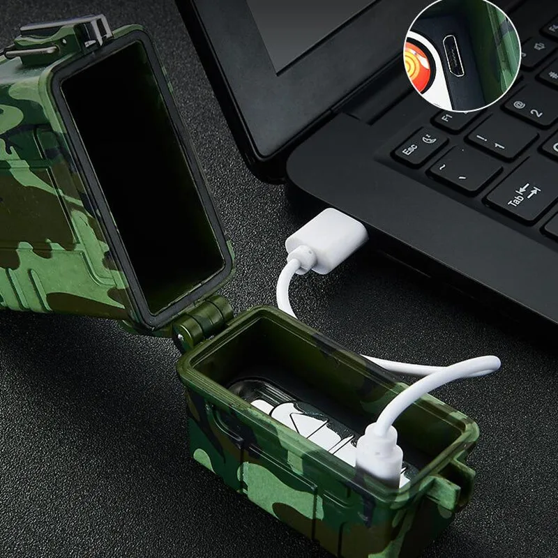 Портативная сигарета с зарядкой от USB электрическая зажигалка и открытый водонепроницаемый чехол для сигарет ветрозащитные беспламенные электронные зажигалки