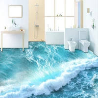 custom self adhesive floor mural wallpaper modern sea wave 3d floor tiles sticker bathroom bedroom pvc waterproof wall paper 3 d