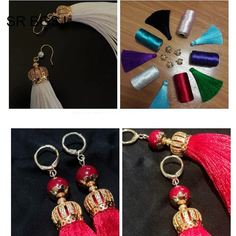 Free Shipping 6Pcs Jewelry Findings Micro Inlay Crown Tassel Accessories Cap Zircon Pendant beads Connectors|Ювелирная фурнитура и
