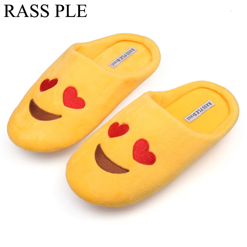 RASS/женские мягкие бархатные домашние тапочки милая домашняя обувь со смайликами