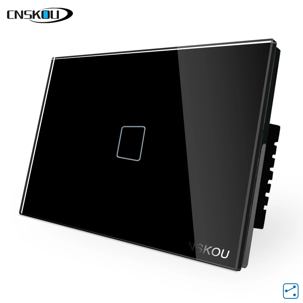 SK-A801-02USBLCK Cnskou стандарт США 1 банда 2 способ выключатель света настенный сенсорный выключатель Роскошный белый черный золотой/серый кристалл стеклянная панель, AC 110-220 В - Цвет: SK-A801-02USBLCK