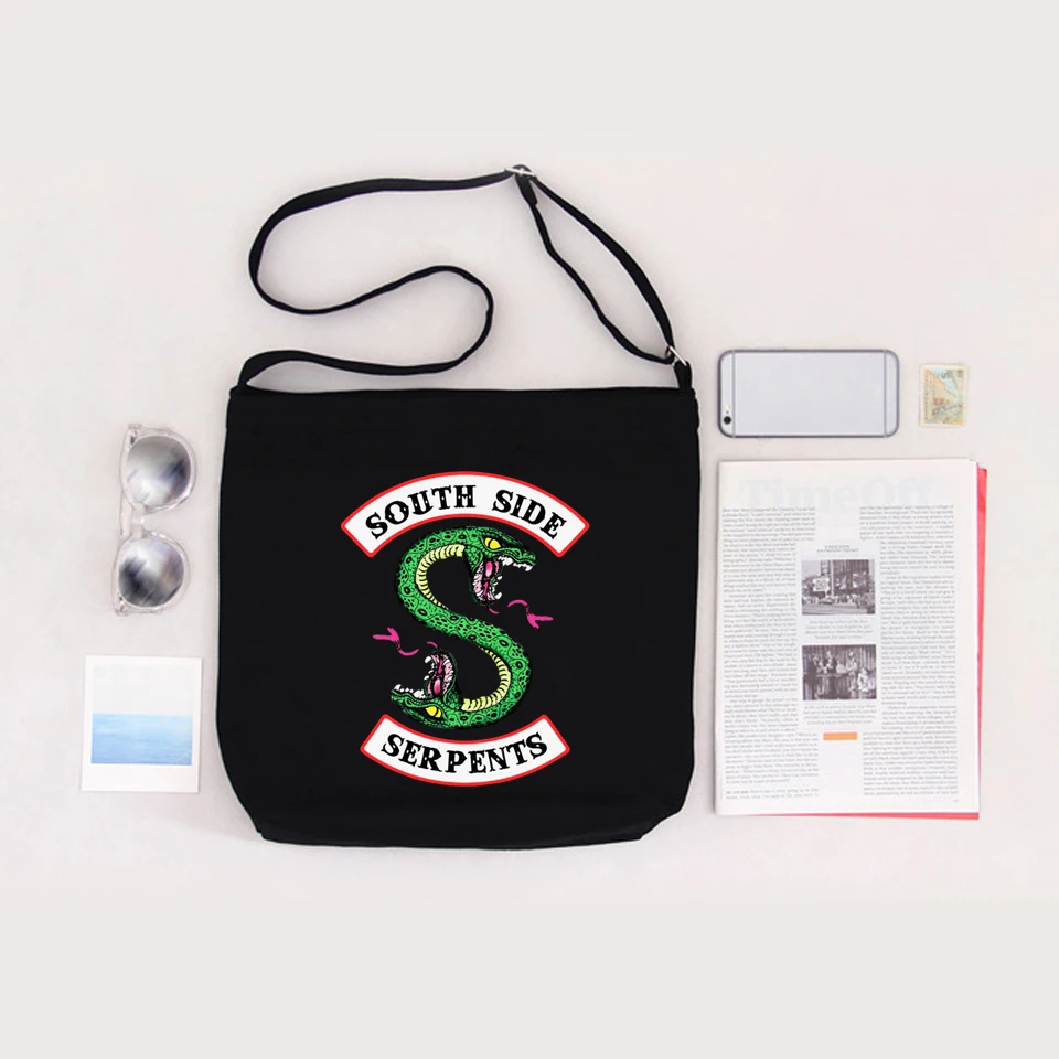 Черный Riverdale Bags for women Fashion Shoulder bags Big bag Canvas Hip Hop South Side New Arrival High capacity bag - Цвет: Черный