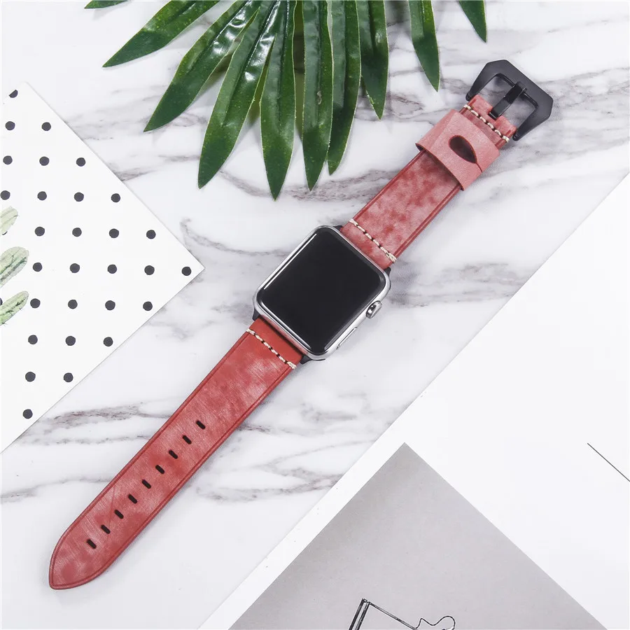 Модный Матовый кожаный ремешок для Apple Watch 38, 42 мм, ремешок с пряжкой, винтажные Ремешки для наручных часов iWatch Series 5, 4, 3, 2, 1 издание, 40, 44 мм