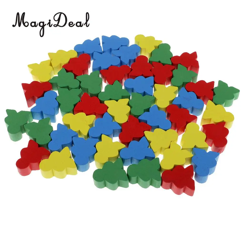 MagiDeal Novelty 50Pcs Assorted Color Human Shape Wooden Chess for Kids Board Game Educational Toys Gifts 24 x 19 9 mm Multi | Спорт и