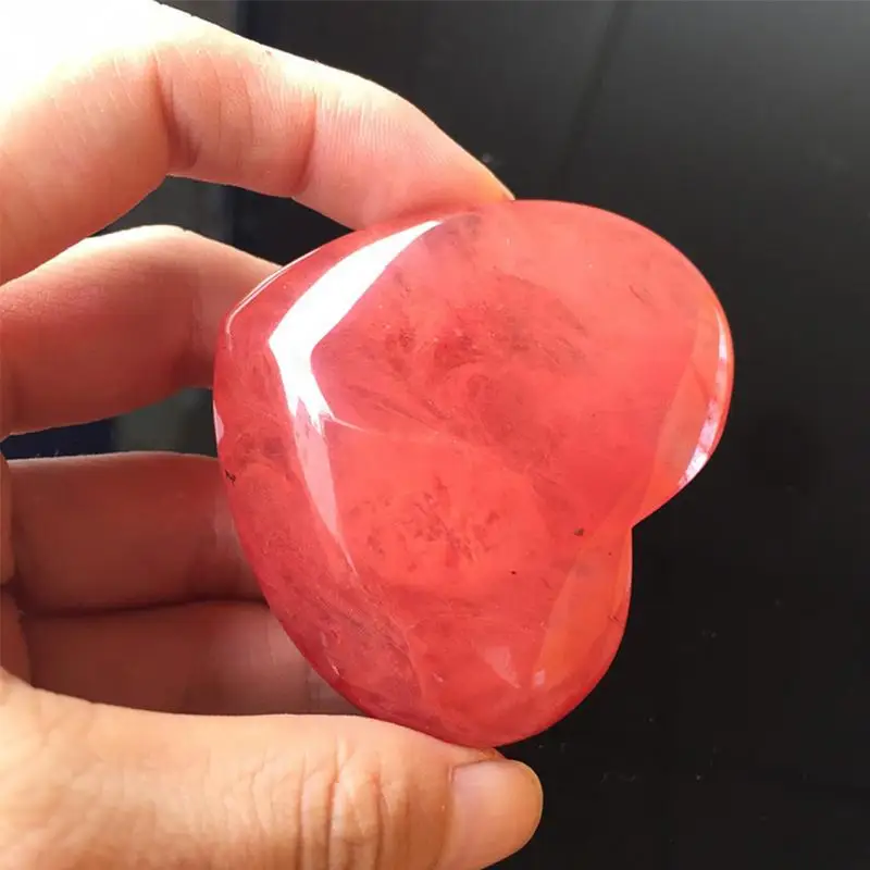 Watermelon Red 1 шт. натуральный в форме сердца Кварц Роза драгоценные камни агат Кристалл резные ремесла Любовь Исцеление Пальма драгоценные камни домашний декор камень#20 - Цвет: Watermelon Red