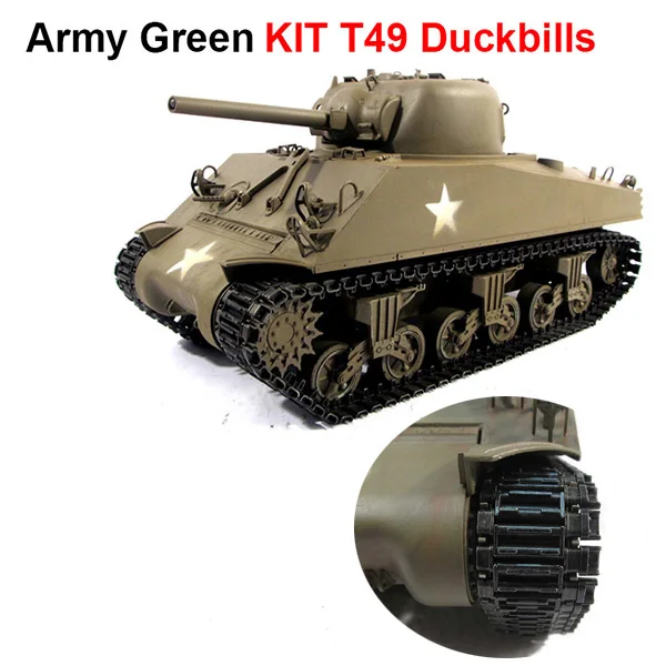 Army Green KIT T49 D MATO II мировая война M4A3(75) W Шерман Полный металлический пульт дистанционного управления Recoil Barrel инфракрасные боевые танки 1/16 масштаб - Цвет: Army Green KIT T49 D