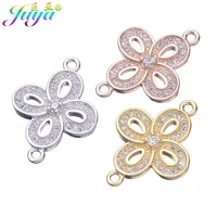 juya diy women fashion bracelet necklace earring making findings supplies for micro pave cz flower connector charms accessories
