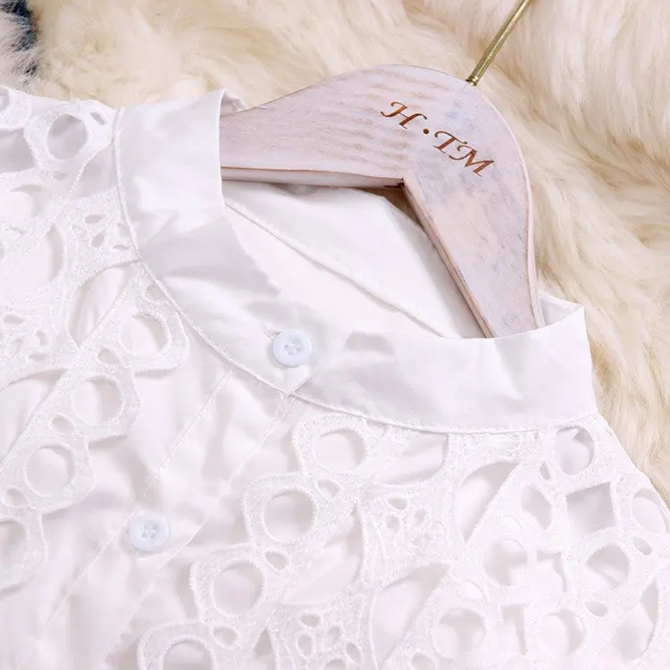 HISUMA summer new women o-neck sleeveless ruffles lace blouses shirt female elegant single breasted sweet slim shirts tops | Женская