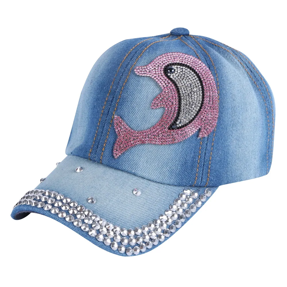 

wholesale girl boy fashion cap brand hats pink rhinestone Dolphin character design children baseball caps kids cute snapback