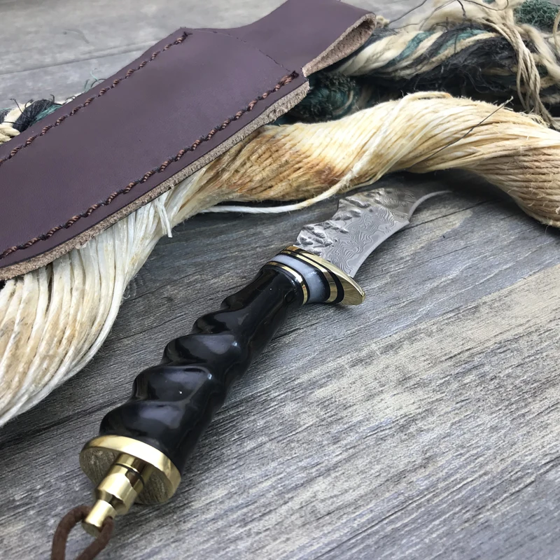 Высокое качество ручной работы реального Дамаск Сталь охотничий нож натуральный