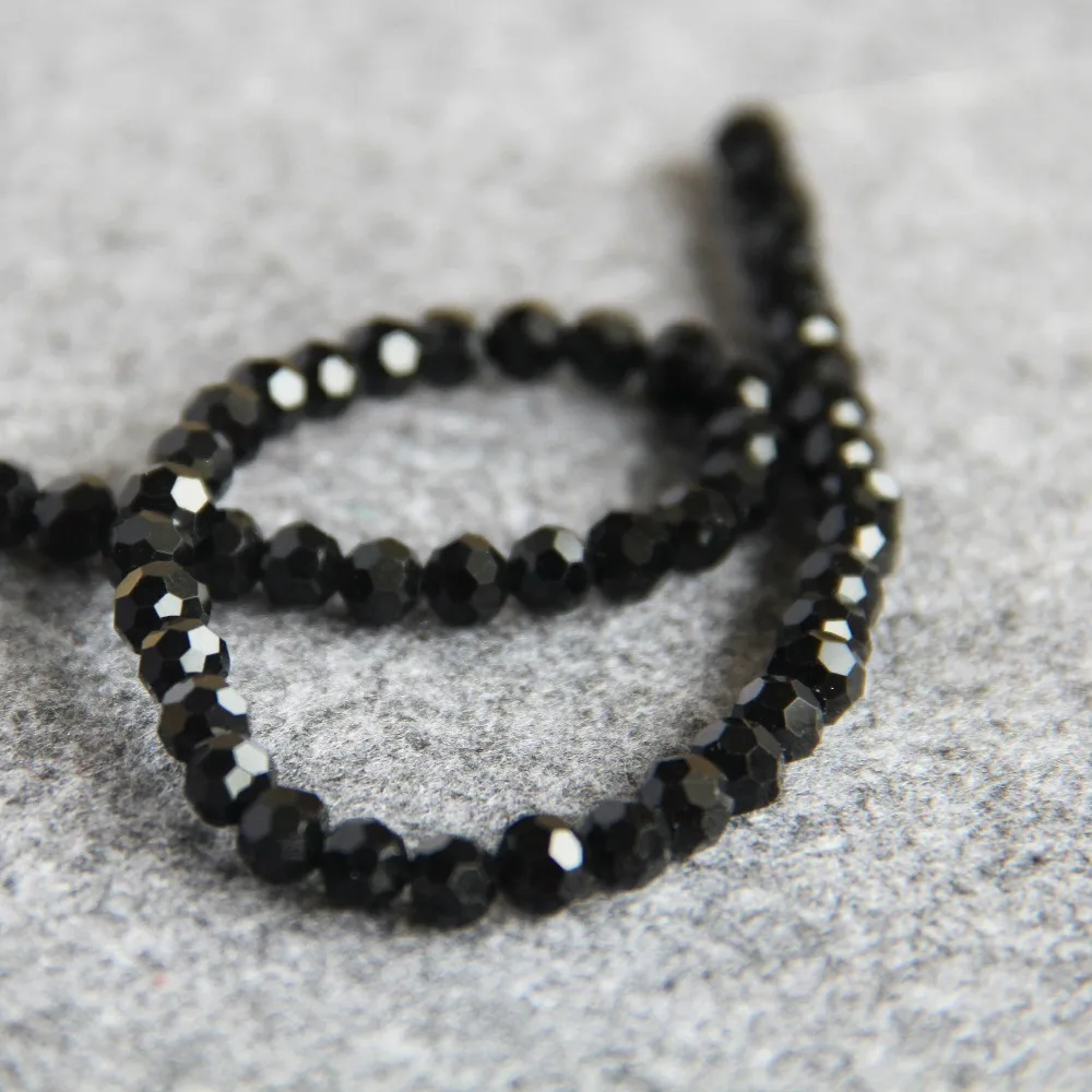 Аксессуары для ожерелья 6 мм Граненый Черный AB + стекло кристалл камень шарики