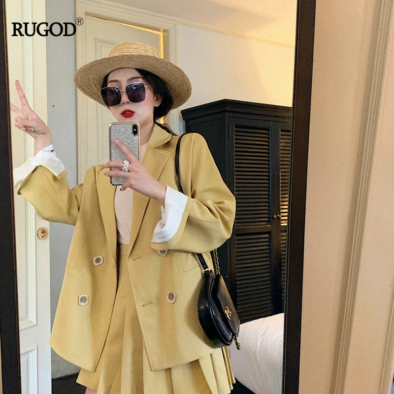 RUGOD модный однотонный однобортный Женский блейзер с зубчатым воротником