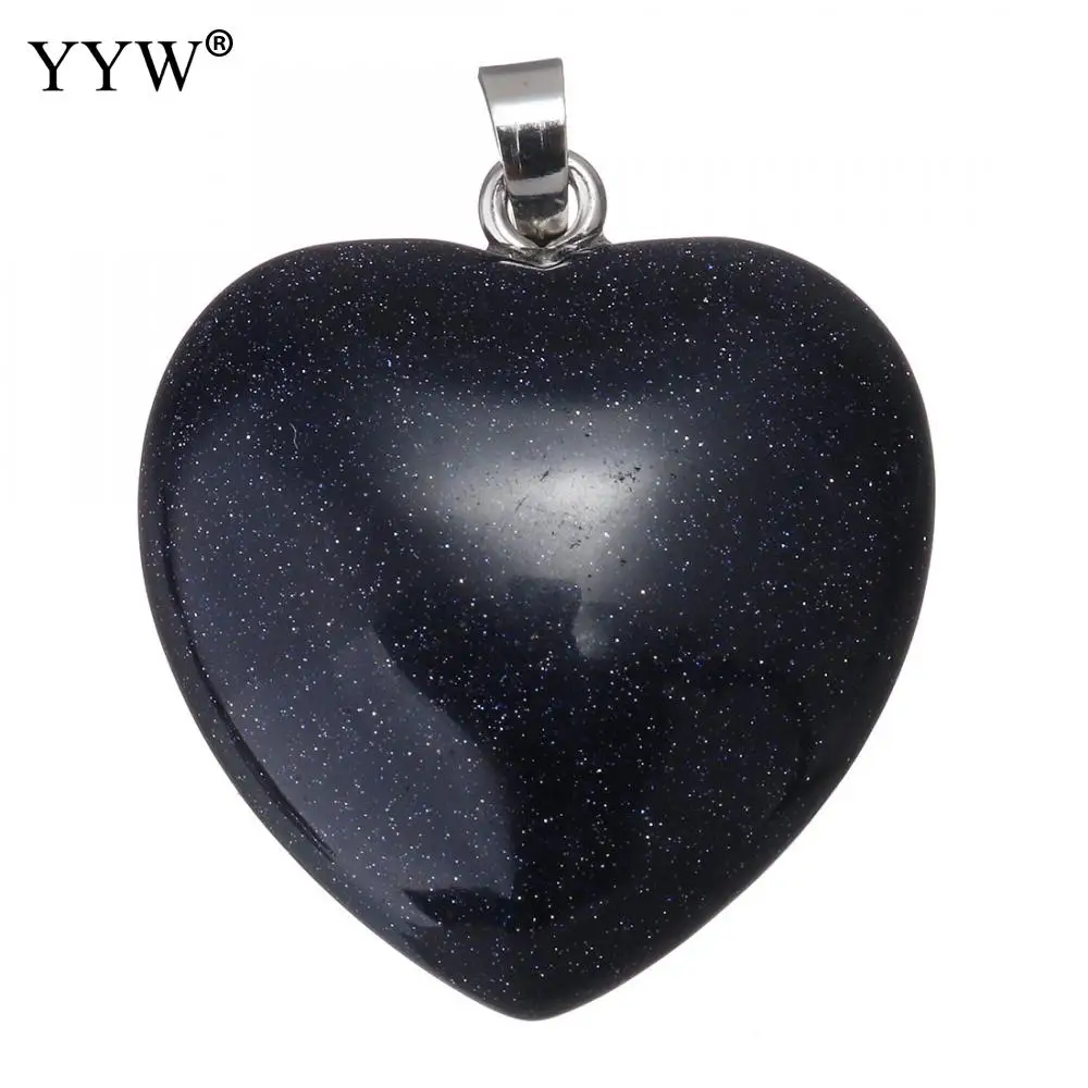 blue goldstone Натуральный кристалл любовь подвески в форме сердца для любовника драгоценный камень каменный розовый кварц тигровый глаз лазурит заживляющий Шарм Подвески ювелирные изделия - Окраска металла: blue goldstone