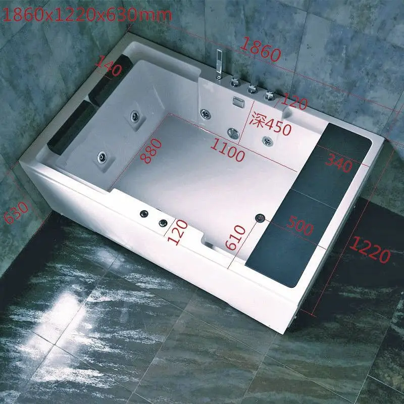 

1850mm Whirlpool Bathtub Acrylic Hydromassage Surfing Colourful LED Light Tub NS3105V