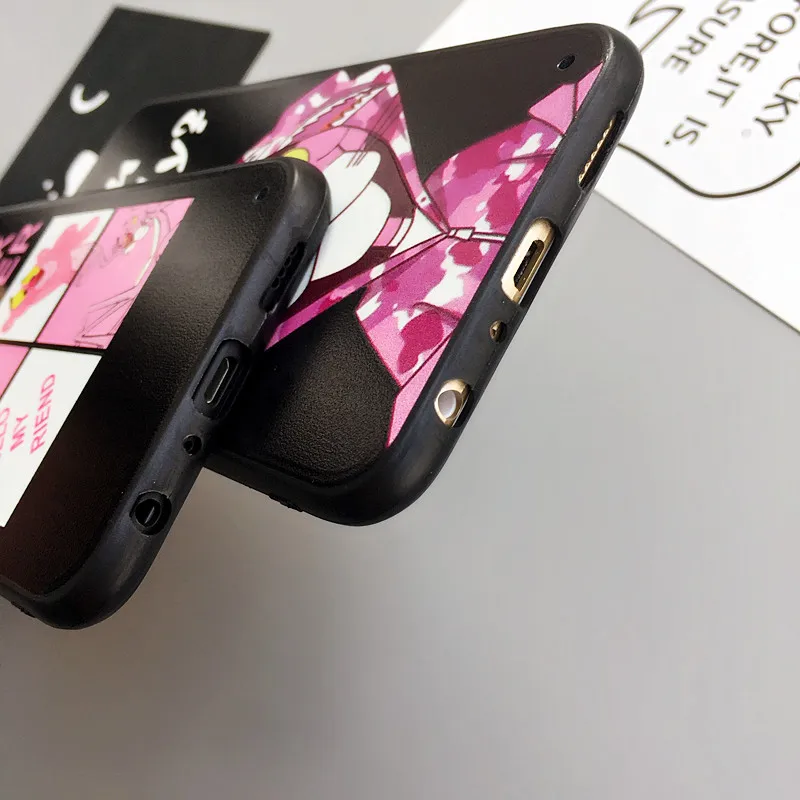 For Oppo r11s back case cute for r9s plus Pink Panther phone cover &amp cartoon tempered glass from film soft edge r15 r11 |
