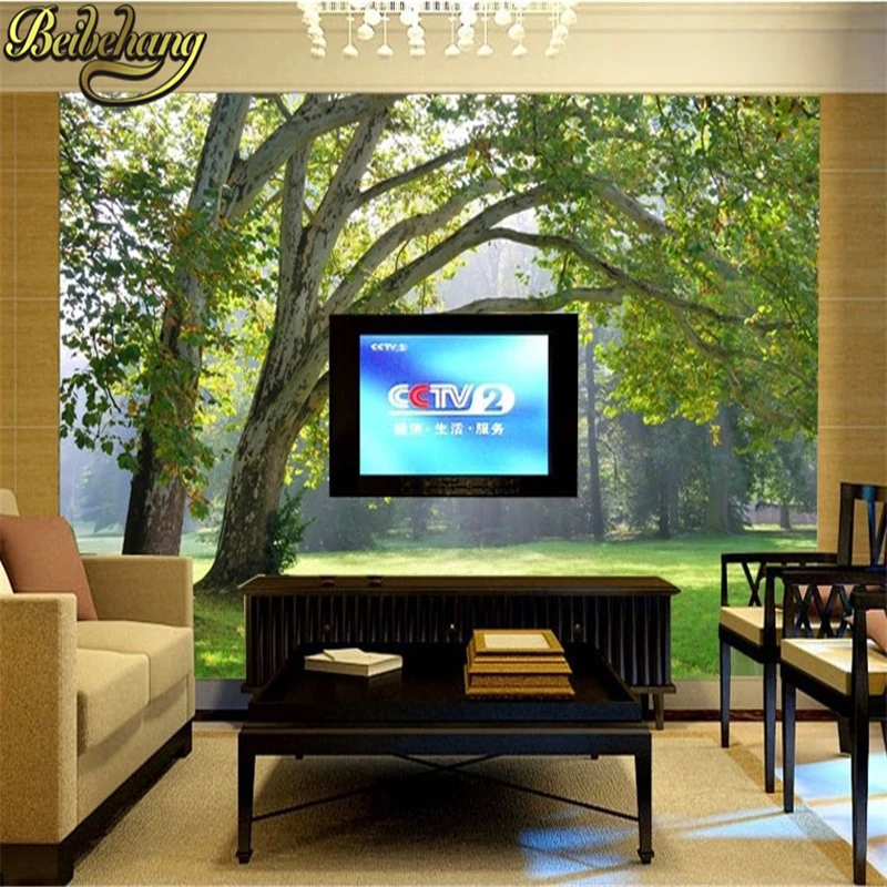 3d фотообои на заказ обои трехмерный лес ТВ фон для стены гостиной|tv background