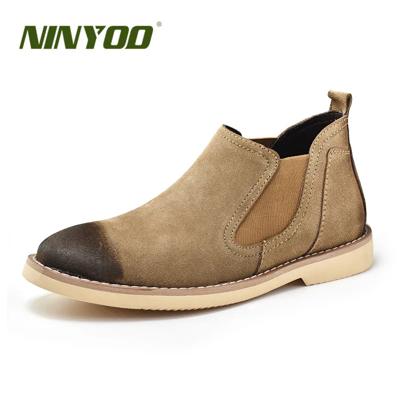 NINYOO/модные повседневные ботинки Челси мужские замшевые кожаные износостойкие
