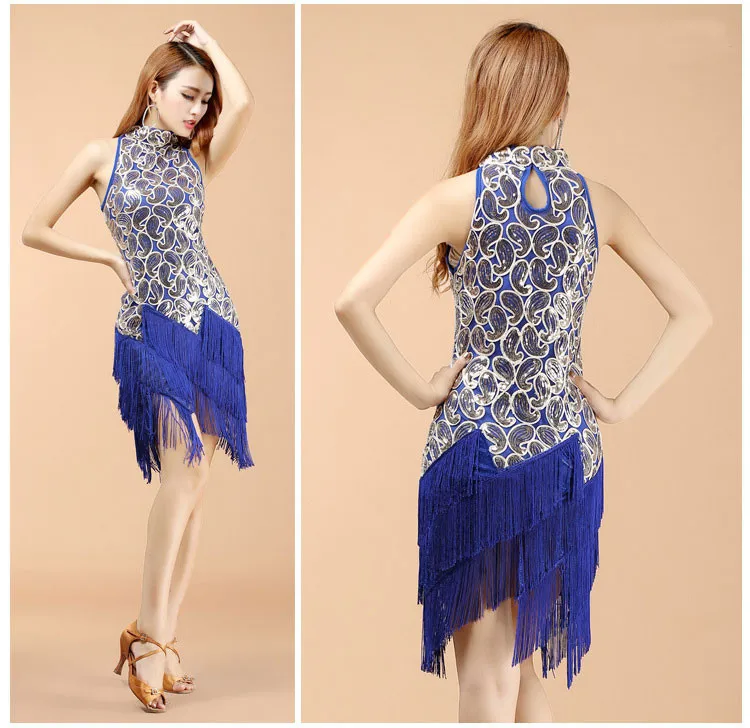 Женское платье для латиноамериканских танцев танцевальное с бахромой|latin dress|latin